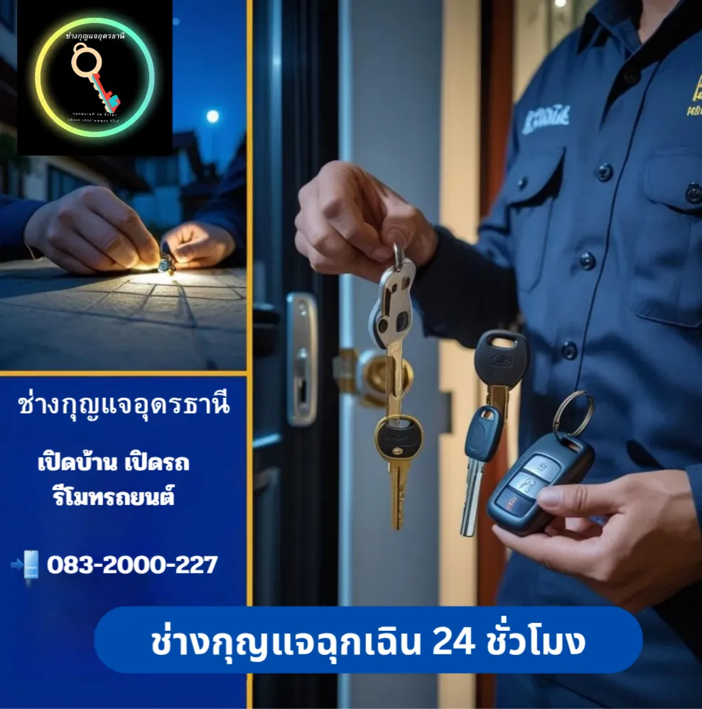 ช่างกุญแจอุดรธานี 24 ชั่วโมง รับทำนอกสถานที่ เปิดบ้าน เปิดรถ กุญแจรีโมท รถยนต์ มอเตอร์ไซค์