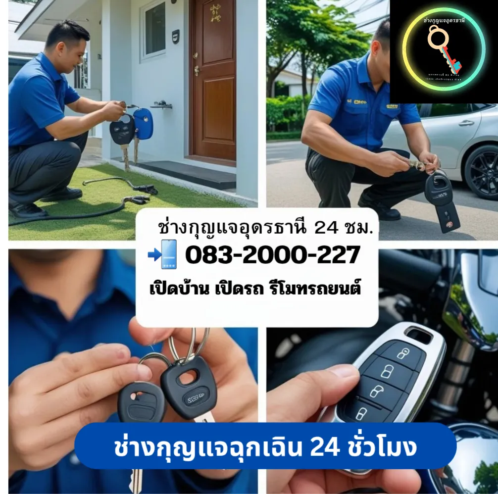 ช่างกุญแจอุดรธานี 24 ชั่วโมง รับทำนอกสถานที่ เปิดบ้าน เปิดรถ กุญแจรีโมท รถยนต์ มอเตอร์ไซค์