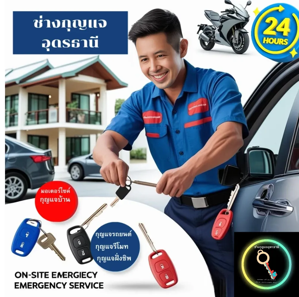 ช่างกุญแจอุดรธานี 24 ชั่วโมง บริการเปิดบ้าน เปิดรถ ทำกุญแจรถยนต์ กุญแจรีโมท